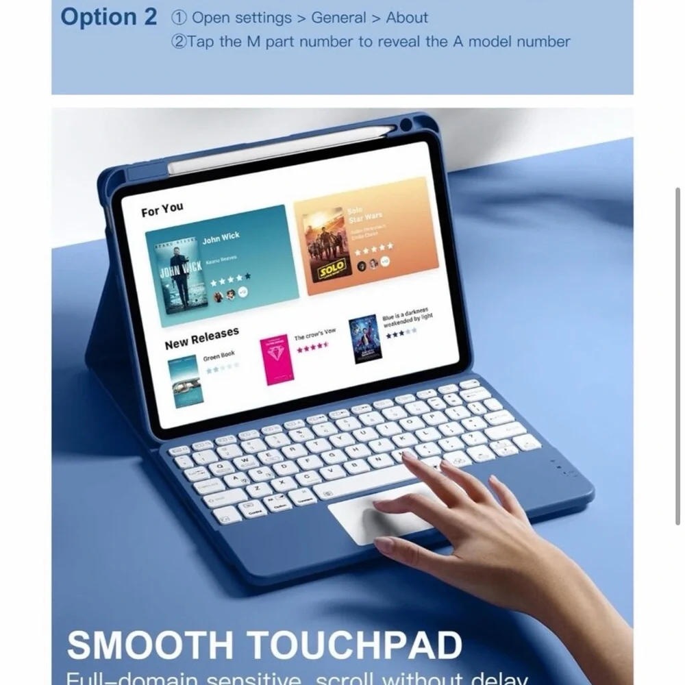 iPad Air 11” M2/M3-4/5 Gen Keyboard Case Trackpad Detachable, Backlit Navy Blue